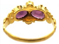 Early Victorian 15ct Gold Two Stone Garnet & Diamond Ring