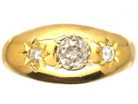 Edwardian 18ct Gold Three Stone Diamond Gypsy Ring