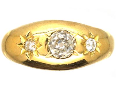 Edwardian 18ct Gold Three Stone Diamond Gypsy Ring