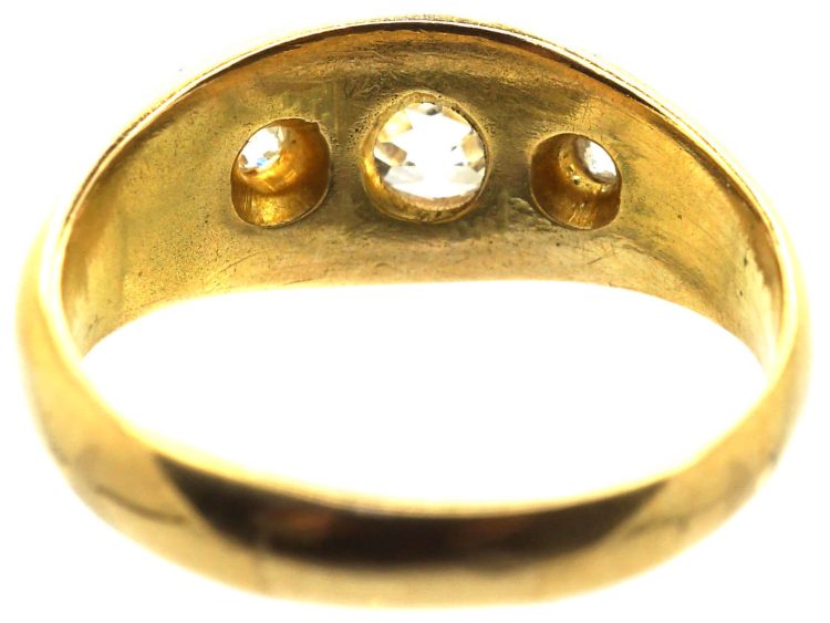 Edwardian 18ct Gold Three Stone Diamond Gypsy Ring
