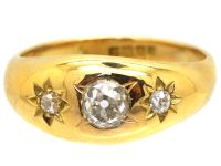 Edwardian 18ct Gold Three Stone Diamond Gypsy Ring