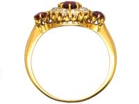 Victorian 18ct Gold Ruby & Diamond Cluster Ring with Ruby Shoulders