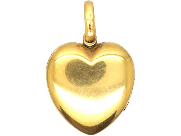Victorian 18ct Gold Heart Shaped Locket set with a Diamond
