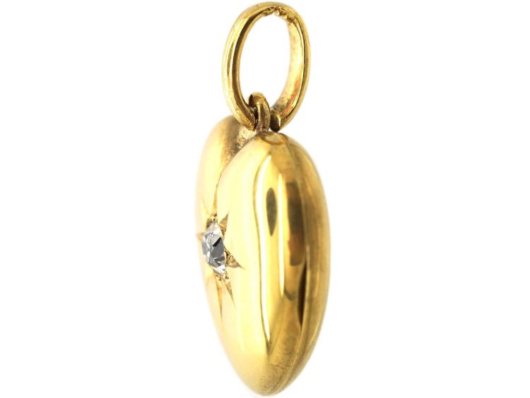 Victorian 18ct Gold Heart Shaped Locket set with a Diamond