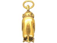 Early 20th Century 18ct Gold & Jade Monkey with Diamond Eyes Pendant