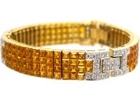 18ct Gold Bracelet set with Square Cut Yellow Sapphires & Diamonds