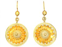 Victorian 15ct Gold Buttercup Drop Earrings