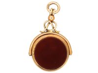 Edwardian 9ct Gold Swivel Seal Fob set with a Bloodstone & a Carnelian