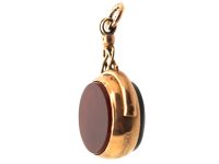 Edwardian 9ct Gold Swivel Seal Fob set with a Bloodstone & a Carnelian