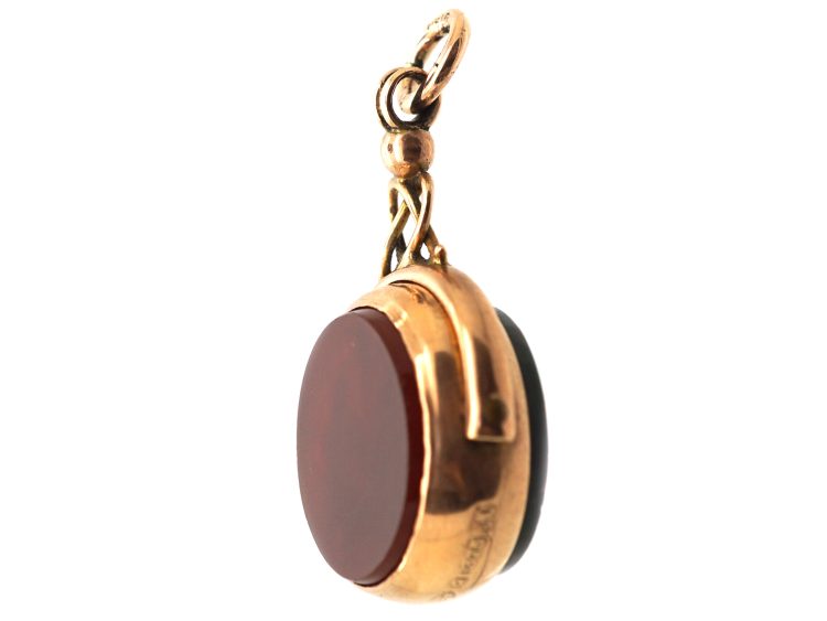 Edwardian 9ct Gold Swivel Seal Fob set with a Bloodstone & a Carnelian