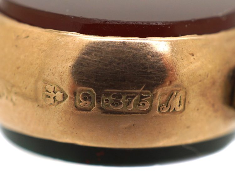 Edwardian 9ct Gold Swivel Seal Fob set with a Bloodstone & a Carnelian