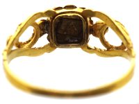 Early 19th Century 15ct Gold Pearl & Garnet Cluster Ring with Snakes on the Shoulders