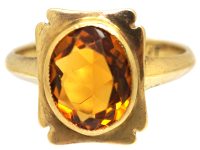 Vintage 9ct Gold Ring set with an Oval Cut Madeira Citrine