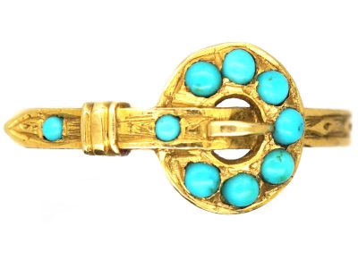 Early 19th Century 15ct Gold Buckle and Belt Ring set with Turquoise