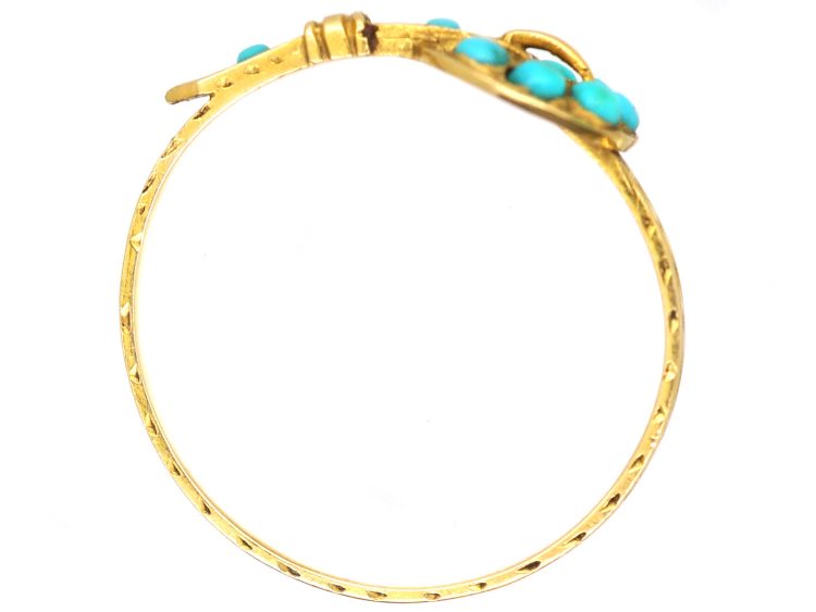 Early 19th Century 15ct Gold Buckle and Belt Ring set with Turquoise