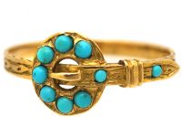 Early 19th Century 15ct Gold Buckle and Belt Ring set with Turquoise