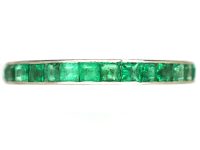 Art Deco 18ct White Gold Eternity Ring set with Emeralds
