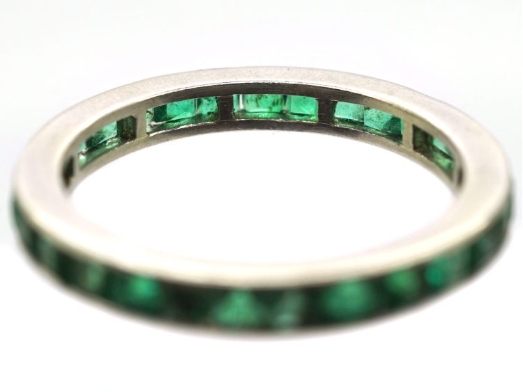 Art Deco 18ct White Gold Eternity Ring set with Emeralds