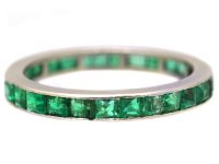 Art Deco 18ct White Gold Eternity Ring set with Emeralds