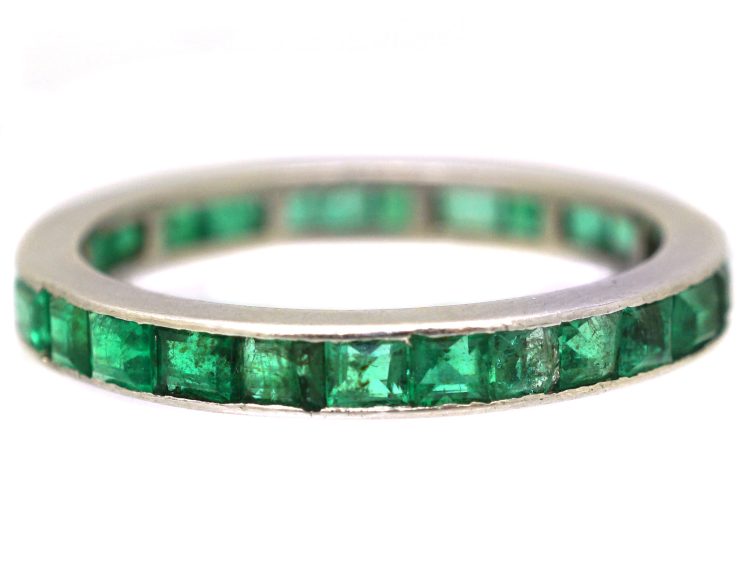 Art Deco 18ct White Gold Eternity Ring set with Emeralds