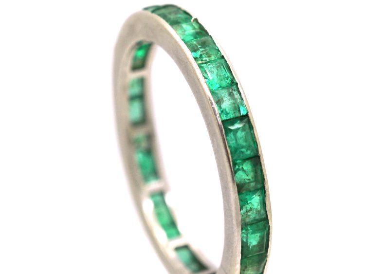 Art Deco 18ct White Gold Eternity Ring set with Emeralds