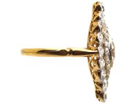 Edwardian 18ct Gold & Platinum Marquise Ring set with Diamonds