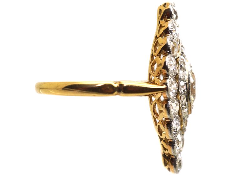 Edwardian 18ct Gold & Platinum Marquise Ring set with Diamonds