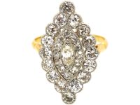 Edwardian 18ct Gold & Platinum Marquise Ring set with Diamonds