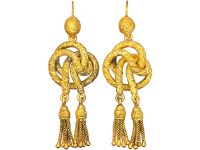 Victorian 15ct Gold Knot & Tassel Design Drop Earrings