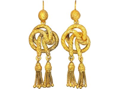 Victorian 15ct Gold Knot & Tassel Design Drop Earrings