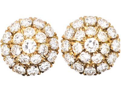 18ct Yellow Gold Diamond Cluster Earrings