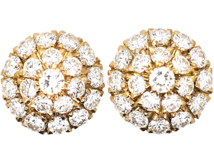 18ct Yellow Gold Diamond Cluster Earrings