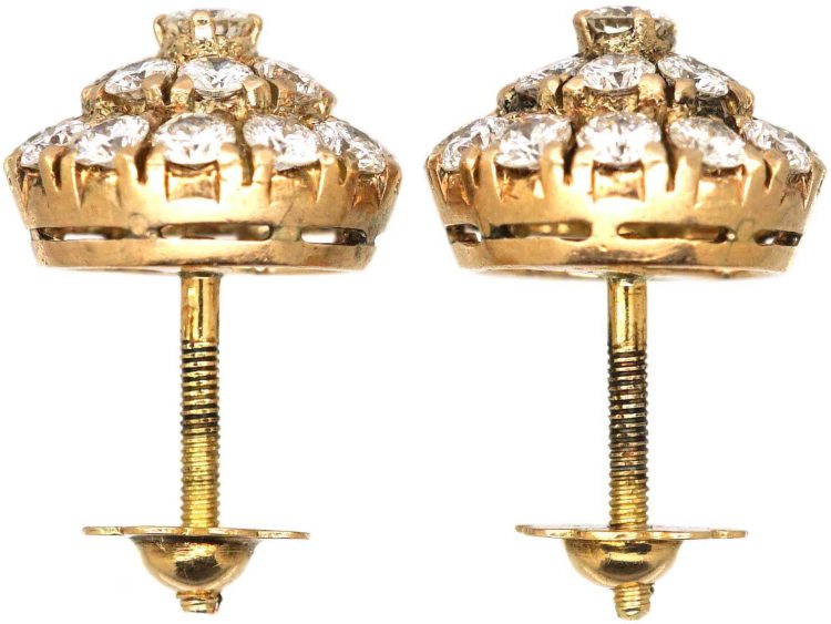 18ct Yellow Gold Diamond Cluster Earrings