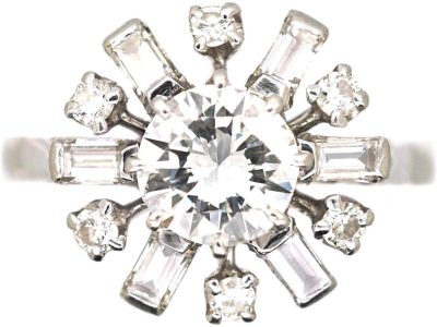 18ct White Gold & Platinum, Diamond Cluster Ballerina Ring