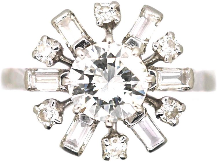 18ct White Gold & Platinum, Diamond Cluster Ballerina Ring