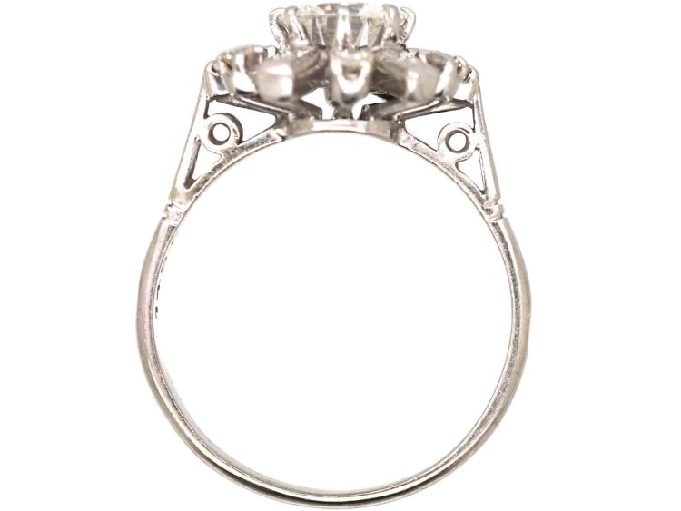 18ct White Gold & Platinum, Diamond Cluster Ballerina Ring
