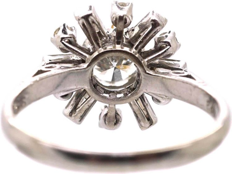 18ct White Gold & Platinum, Diamond Cluster Ballerina Ring