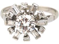 18ct White Gold & Platinum, Diamond Cluster Ballerina Ring
