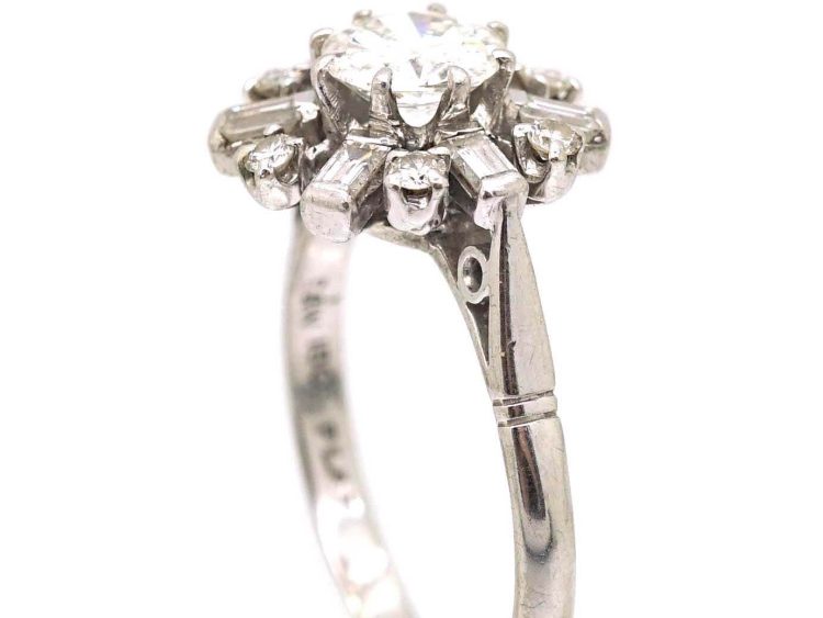 18ct White Gold & Platinum, Diamond Cluster Ballerina Ring