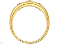 Victorian 18ct Gold, Ruby & Diamond Three Stone Rub Over set Ring