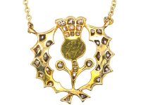 Victorian 15ct Gold Scottish Thistle Pendant on Chain set with a Tay Pearl & Diamonds