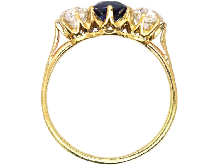 Early 20th Century 18ct Gold, Sapphire & Diamond Three Stone Ring