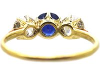 Early 20th Century 18ct Gold, Sapphire & Diamond Three Stone Ring