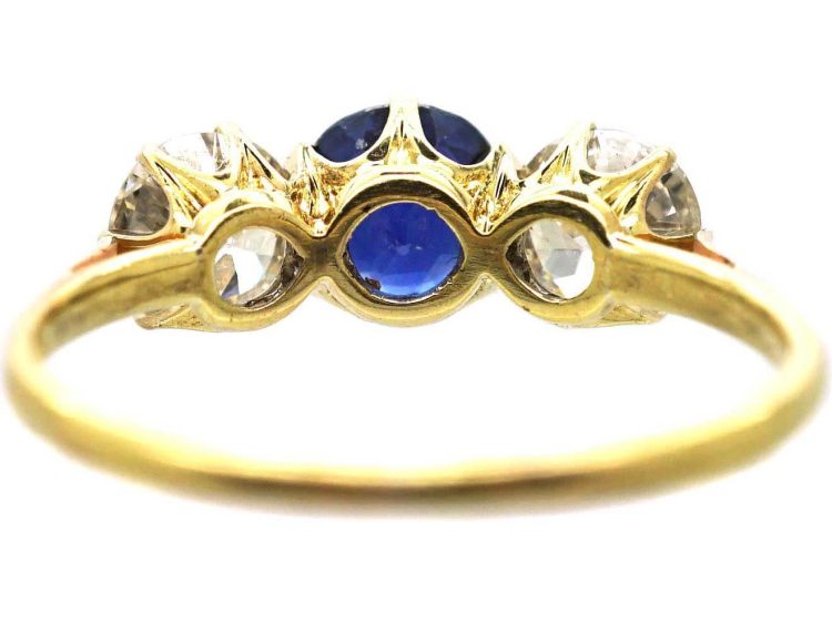 Early 20th Century 18ct Gold, Sapphire & Diamond Three Stone Ring