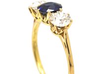 Early 20th Century 18ct Gold, Sapphire & Diamond Three Stone Ring