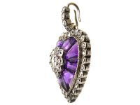 Edwardian 18ct White Gold, Diamond & Amethyst Heart Shaped Pendant