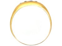 Edwardian 18ct Gold Boat Shaped Ring set with a Sapphire & Diamonds