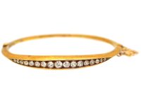 Edwardian 15ct Gold Bangle set with Graduated Diamonds