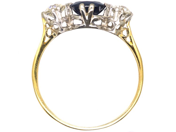 Early 20th Century 18ct Gold & Platinum, Sapphire & Diamond Three Stone Ring