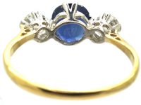Early 20th Century 18ct Gold & Platinum, Sapphire & Diamond Three Stone Ring